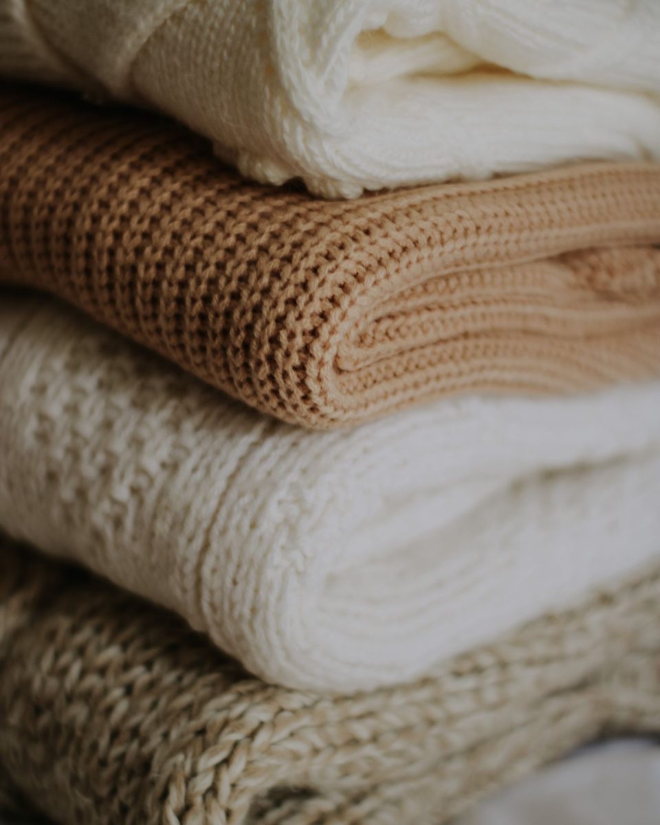 Knitted Cotton Throw, Cream